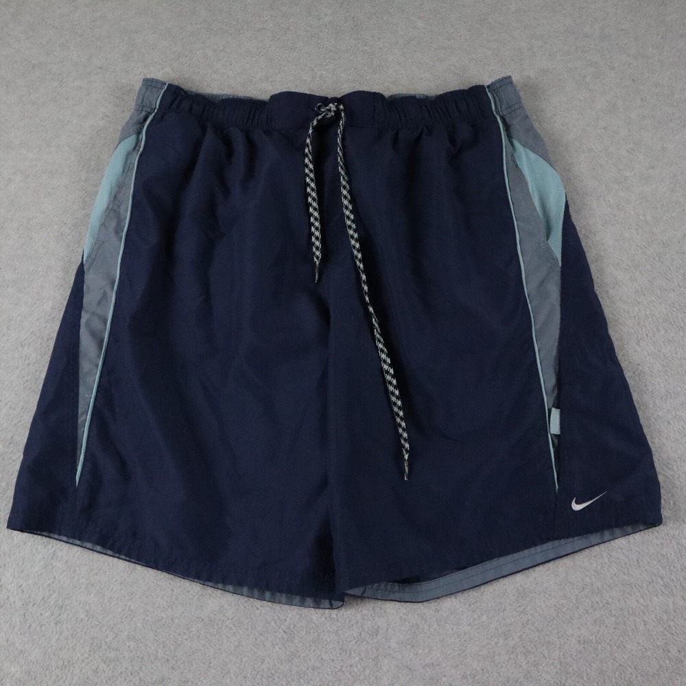 Nike Swim Shorts Mens XL Mesh Lined Surf Beach Pocket Trunks Drawstring Blue